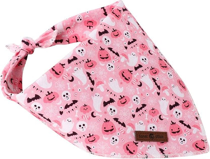 Lionet Paws Cotton Halloween Dog Bandanas Pink, Pumpkin Comfortable Dog Bandana - Image 2