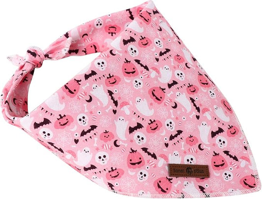 Lionet Paws Cotton Halloween Dog Bandanas Pink, Pumpkin Comfortable Dog Bandana - Image 2