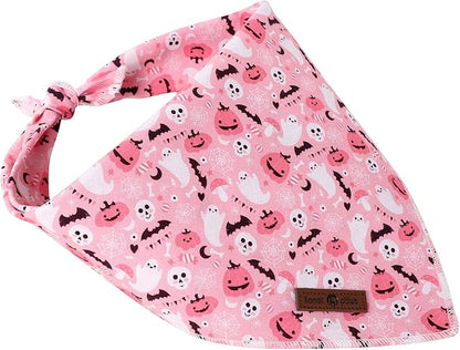 Lionet Paws Cotton Halloween Dog Bandanas Pink, Pumpkin Comfortable Dog Bandana - Image 2