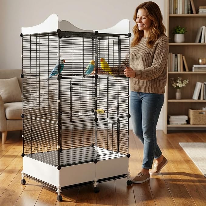 Encrypted Bird Cage Large Bird Cages 57-Inch, Top Storage Space, Bottom Splash - Image 7