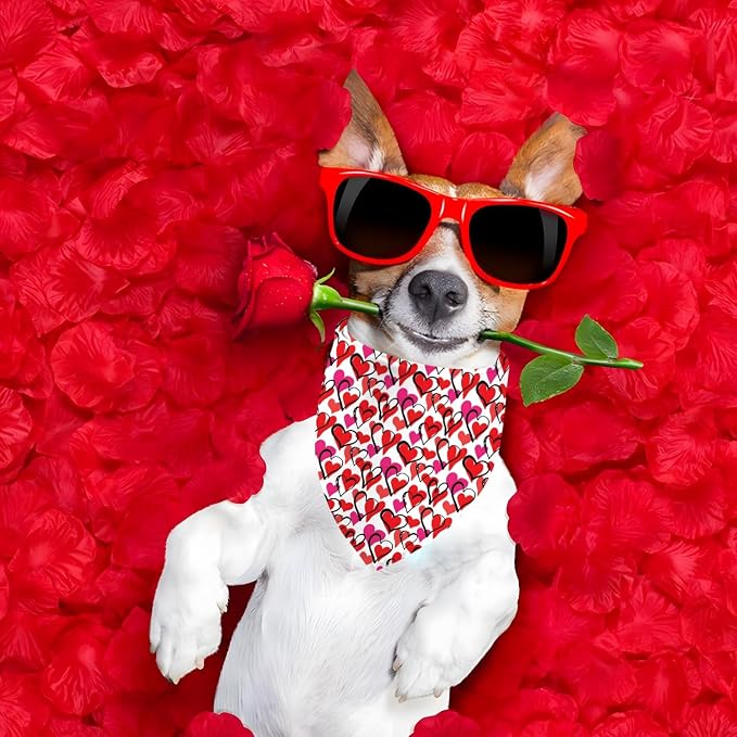 Valentines Dog Bandana Reversible Triangle Bibs Scarf Mother's Day Bandanas - Image 4