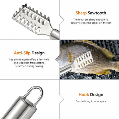2 Pcs Fish Tweezer 2 Pcs Fish Scale Remover, Fishbone Tweezers Descaler Cleaner - Image 4