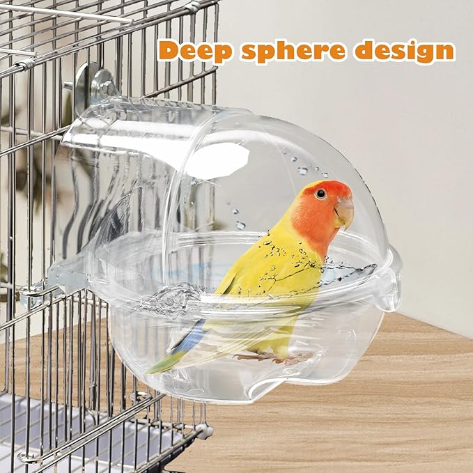 kathson Bird Bath Box for Cage Parakeet Bath Tub Parrot Hanging Bathtub Cube - Image 3