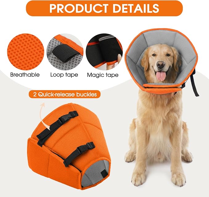 Dog Cone for Large Dogs After Surgery, Adjustable Soft Recovery Cone Collar for - Image 4