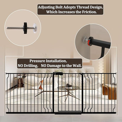 WAOWAO Baby Gate 100-109.42" Extra Wide Pressure Mounted Walk Through Swing - Image 5