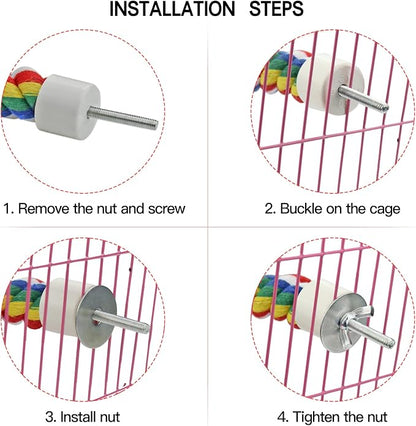 Bird Rope Perches for Parrots, Cockatiels, Budgie Cages Comfy Birds Colorful - Image 5