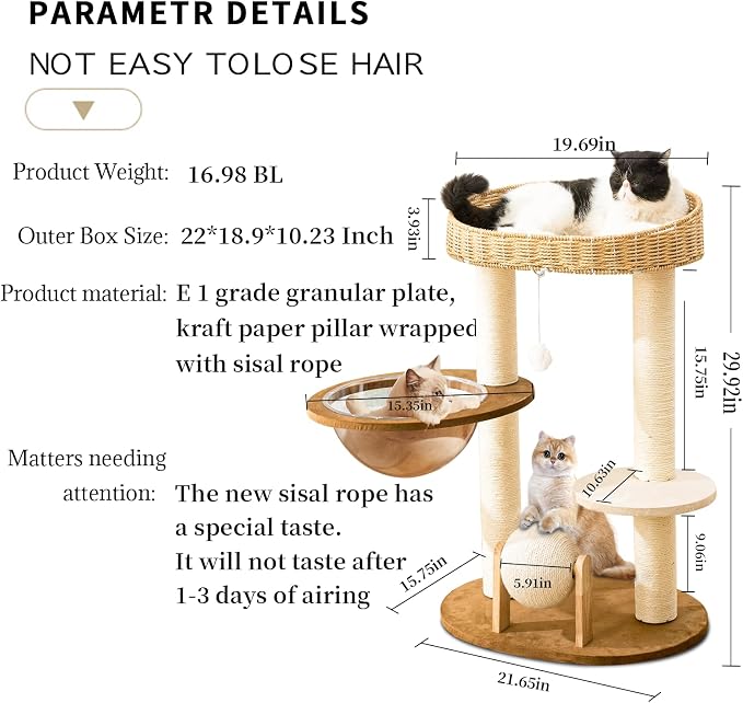 Modern Cat Tree for Indoor Cats, Wood Cat Tree - Image 7