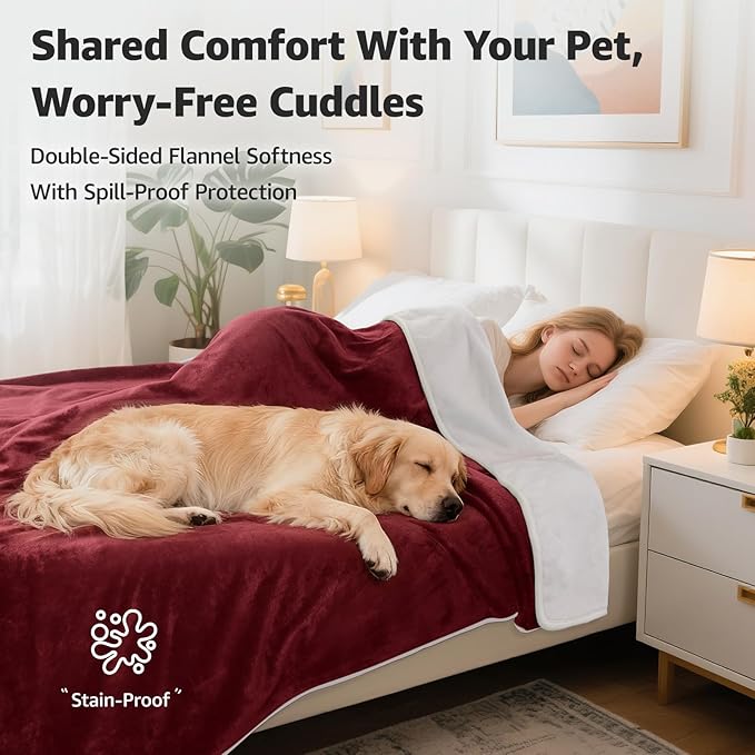 LOOBANI Waterproof Blanket for Bed: Reversible Soft Flannel Queen Bed Blanket - Image 2