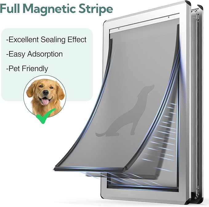 Aluminum XL Dog Door for Door, Open Size:24.4" H x 13.8'', Heavy Duty Doggy Door - Image 2