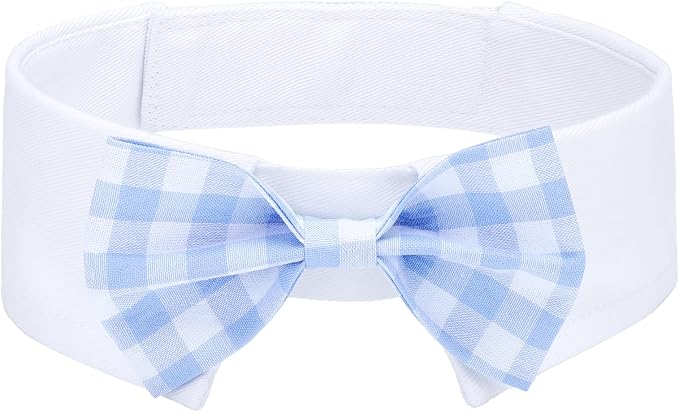 Segarty Dog Bow Tie for Neck Girth 12.6-15.7in, Adjustable Light Blue Plaid by Segarty