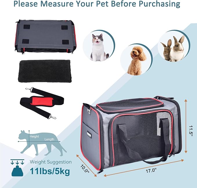 Soft-Sided Kennel Pet Carrier for Small Dogs, Airline Approved Cat Carriers Dog - Image 5