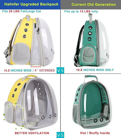 Front Extension Large Cat Backpack Carrier, Fit up to 20 lbs, Space Capsule - Image 3