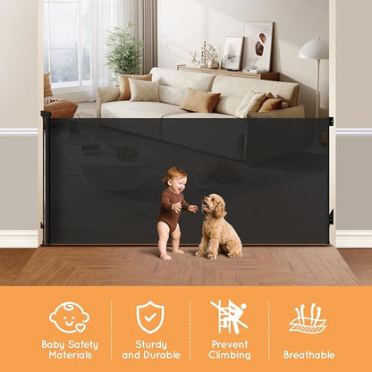Retractable Baby Gate for Stairs, Automatic Tension, One-Hand Operation - Image 2