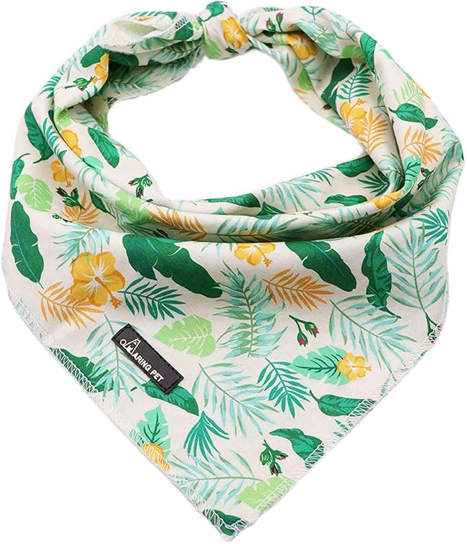 ARING PET Summer Dog Bandanas, Autumn Leaf Floral Kerchief Triangle Bibs Scarf by ARINGPET