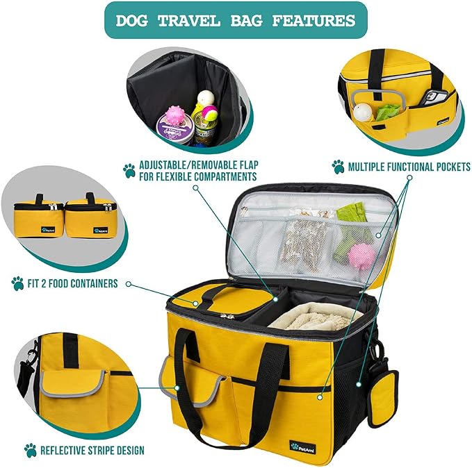 PetAmi Dog Travel Bag, Travel Pet Bag Organizer, Dog Food Travel Bag - Image 4