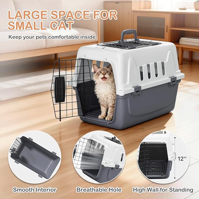 MoNiBloom 18-Inch 2-Door Top Loading Cat Carrier, Plastic Dog Crate Hard-Sided - Image 4