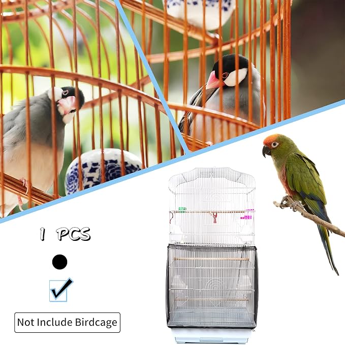 Daoeny Universal Bird Cage Cover, Adjustable Parrot Nylon Airy Soft Mesh Net - Image 6