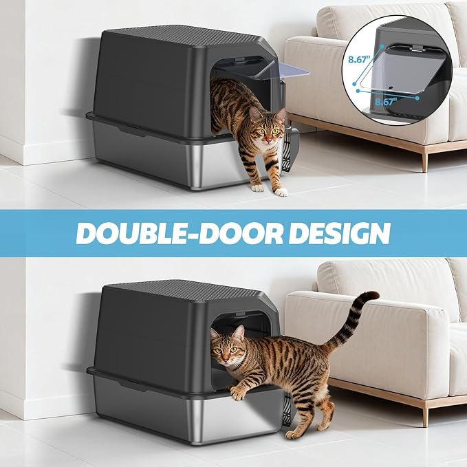 Enclosed Stainless Steel Cat Litter Box - Image 5