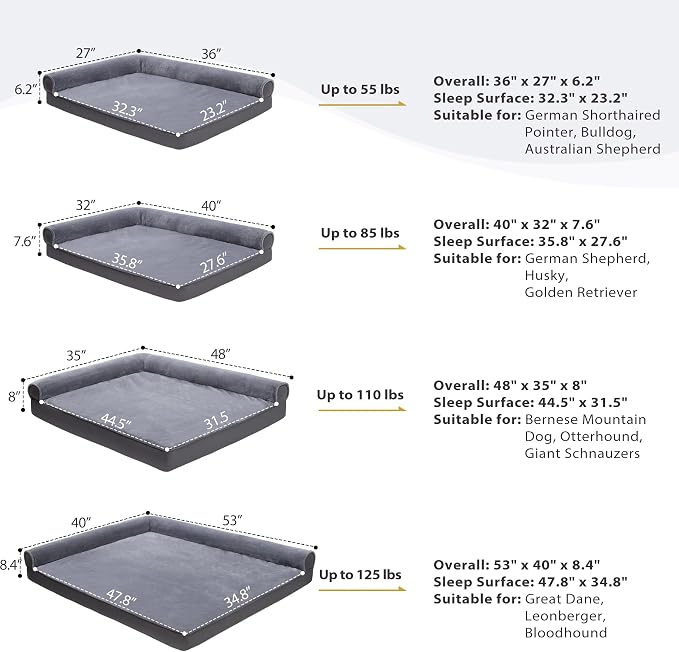 KSIIA Orthopedic Dog Bed Waterproof Flannel Bolster Couch - Image 6