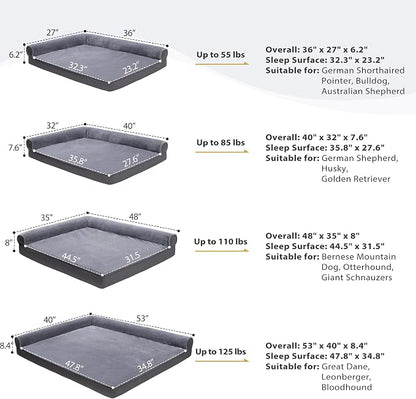 KSIIA Orthopedic Dog Bed Waterproof Flannel Bolster Couch - Image 6