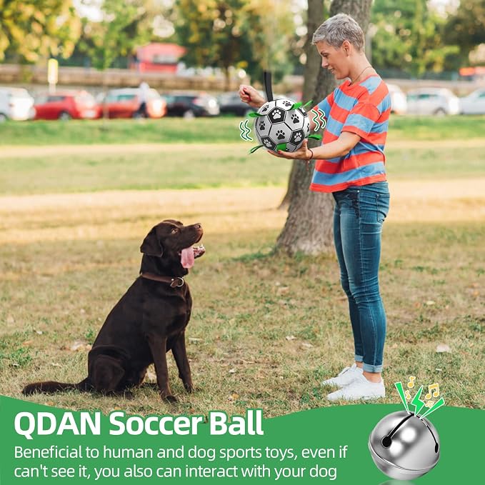 QDAN Dog Soccer Balls Toy with Bell Inside, Outdoor Interactive Dog Toys - Image 6