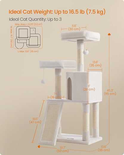 Feandrea Cat Tree, 45.3-Inch Cat Tower, Plush Condo - Image 5