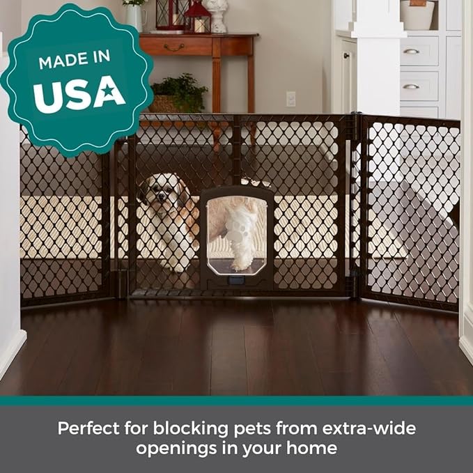 MyPet Extra Wide Dog Gate with Small Pet Door. 38.5” to 103.5" Wide. Cat Gate - Image 2