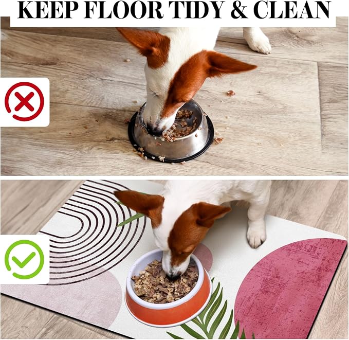 Dog Food Mats for Floors, Absorbent Dog Bowl Mat for Food and Water Dispenser - Image 3