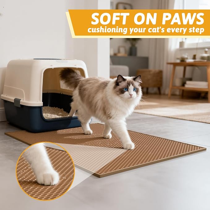 Pieviev Cat Litter Mat Double Layer Waterproof Urine Proof Trapping Mat 1 Pack - Image 5