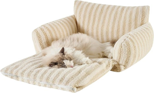 Hollypet Cat Bed Fluffy Plush Mutifuctional Double-Layer Soft Pet Couch - Image 2