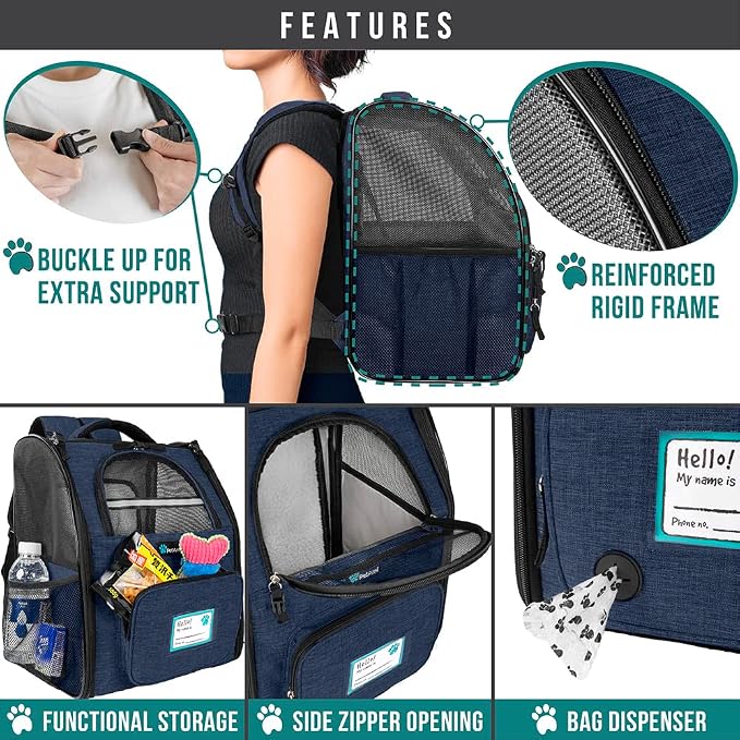 PetAmi Dog Cat Backpack Carrier, Expandable Pet Carrier Backpack - Image 6