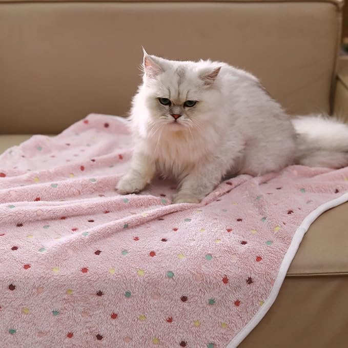 1 Pack 3 Blankets Super Soft Cute Dot Pattern Pet Blanket Flannel Throw - Image 7