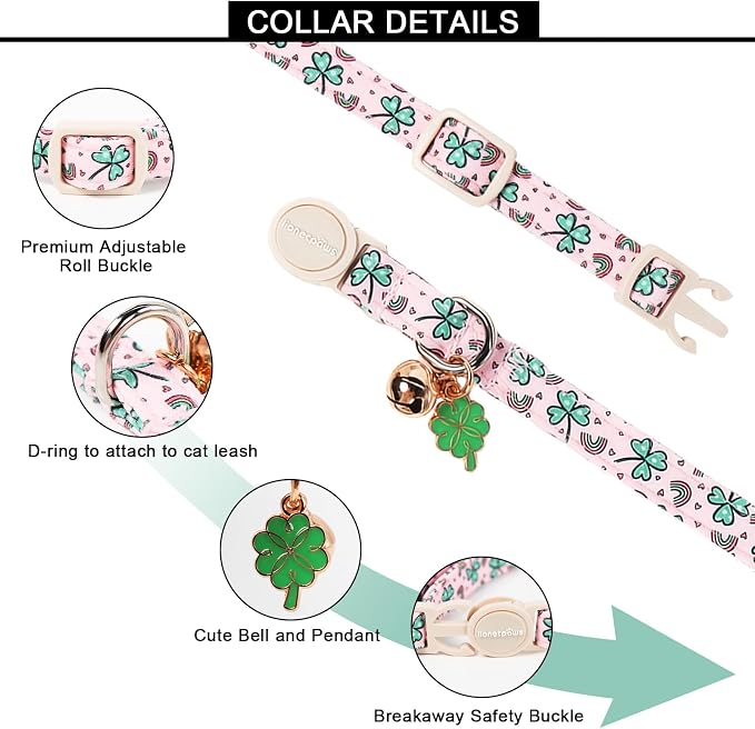 Lionet Paws 2pcs Pack St. Patrick Cotton Cat Collar, Breakaway Buckle - Image 4