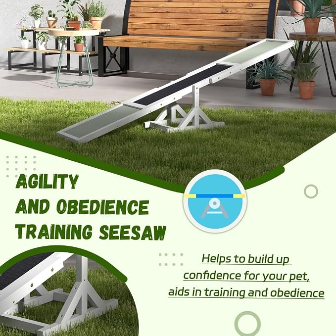 71" Dog Agility Seesaw Outdoor for Training and Exercise, Wooden Platform Dog - Image 3