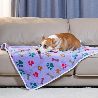 Luciphia 1 Pack 3 Blankets Fluffy Premium Fleece Pet Blanket Flannel Paw Bone - Image 3