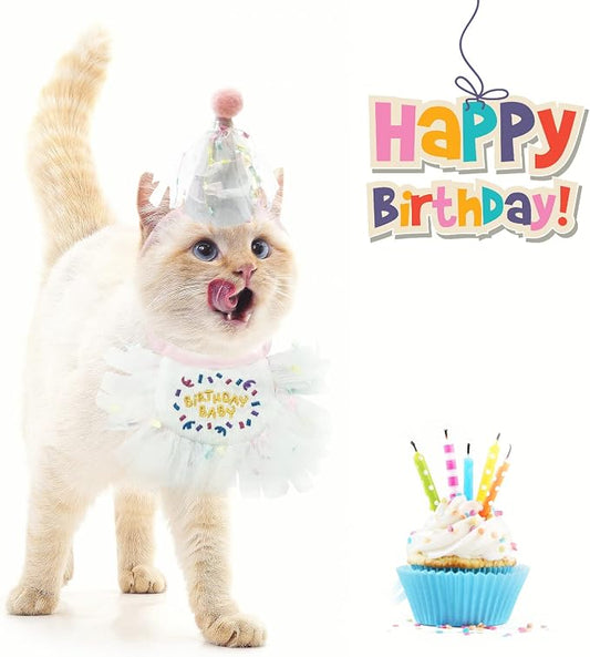 2 PCS Cat Doggy Party Hat & Bib Set - Image 2