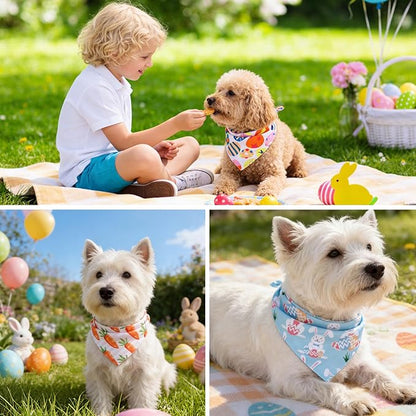 PAWCHIE Easter Dog Bandanas 4 Pack, Reversible Dog Party Triangle Scarf Bibs - Image 6
