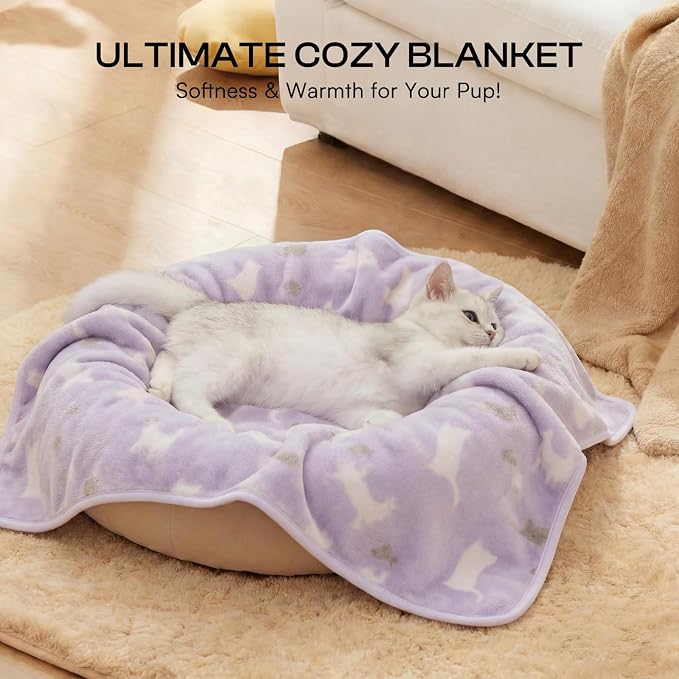 Luciphia 1 Pack 3 Cat Printed Fleece Pet Blankets Washable，Soft Warm Throw - Image 4