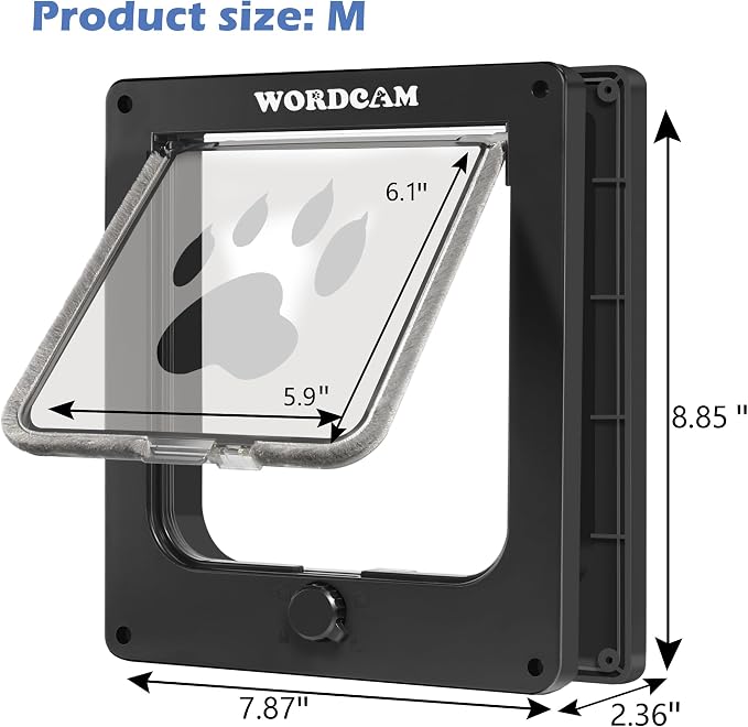 Wordcam Medium Cat Door Flap, 4 Way Locking Cat Door - Image 5