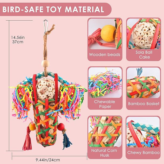 KATUMO Bird Toys Parakeet Toy Cockatiel Shredding Toys Conure Foraging Sola Toys - Image 2