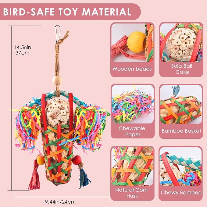 KATUMO Bird Toys Parakeet Toy Cockatiel Shredding Chew Conure Foraging Sola - Image 2