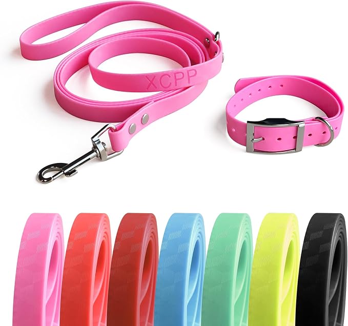 4.2FT Dog Collar and Leash Set, PVC Waterproof Adjustable Odor Proof Pet by Unknown