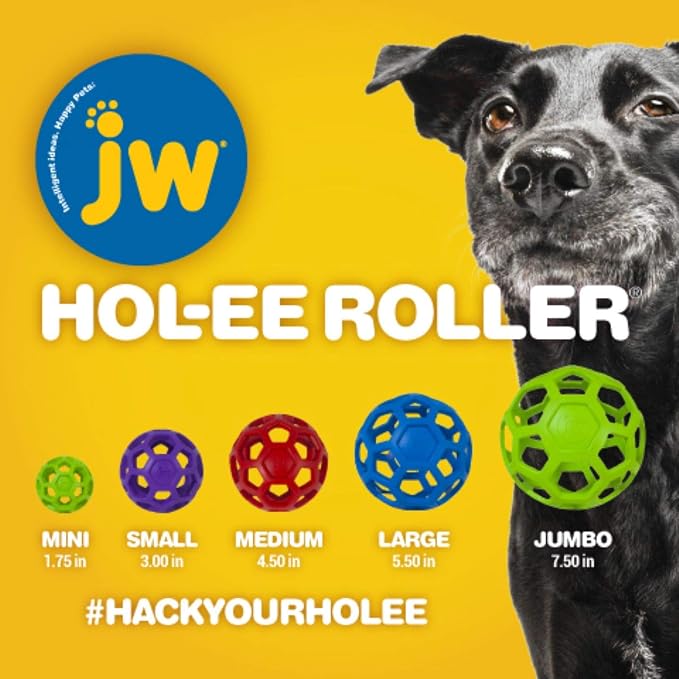 JW Pet Hol-ee Roller Dog Toy Puzzle Ball, Natural Rubber, Colors May Vary - Image 4