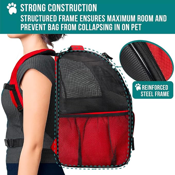 PetAmi Dog Backpack Carrier for Small Large Cat, Ventilated Pet Hiking Backpack - Image 6