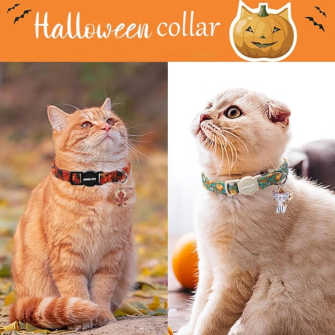 ARING PET 2 Pack Cat Collars, Breakaway Cotton Fall Halloween Kitten Collar - Image 4