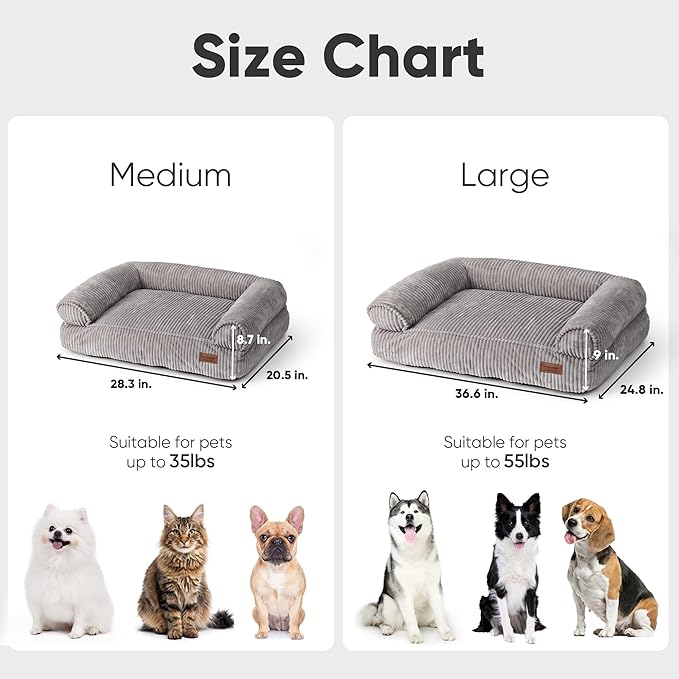 FUKUMARU Dog Couch Bed, Corduroy Cozy Cat Bed - Image 6
