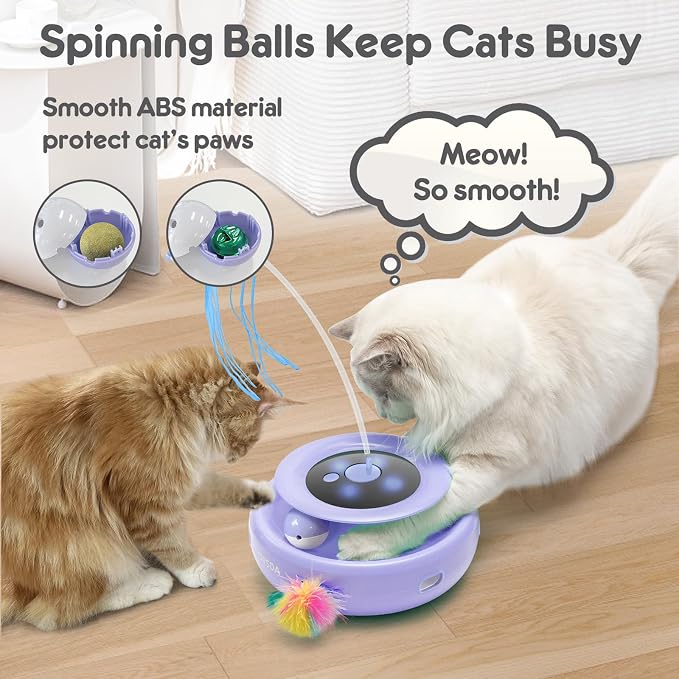 ORSDA Cat Toy, 3-in-1 Automatic Interactive Electronic Moving Ambush Feather - Image 6
