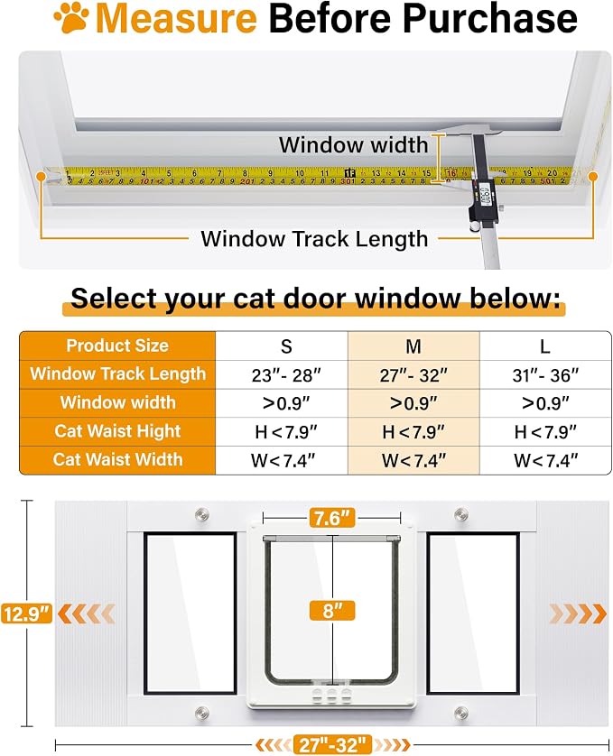 Cat Door for Window Weatherproof: Aluminum Frame Flap Pet Door Quick Fit Window - Image 4