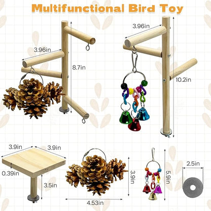 PINVNBY 3 PCS Wooden Small Bird Playground - Image 2