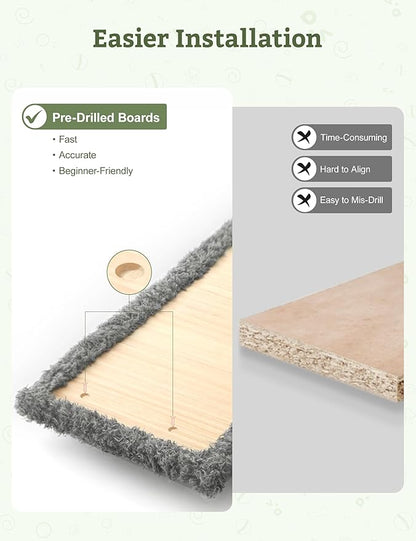 5-in-1 Cat Wall Shelves, Solid Wood & Velvet & Sisal Scratcher, 44lbs Max Load - Image 3